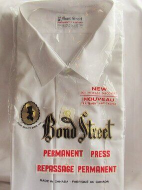 Vintage NWT Bond Street White Button Down Dress Shirt, 16.5/33 S626